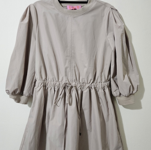 LDT Anna Khaki Drawstring Puff Sleeve Dress - Picture 5 of 9